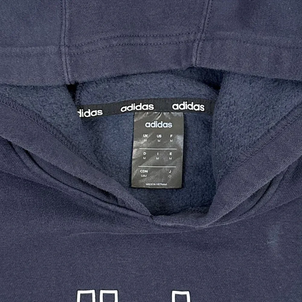 Adidas Mens Hooded Sweatshirt Blue Pullover Hoodie 3 Stripe Size Med